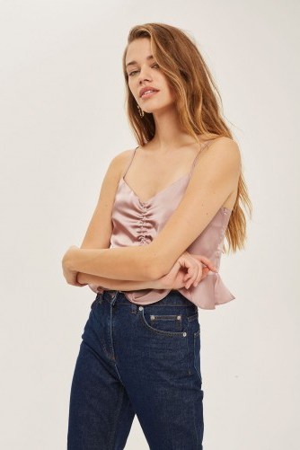 TOPSHOP Satin Ruched Camisole Top – cami tops - flipped