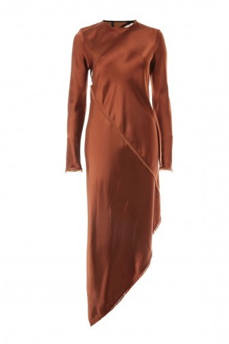 TOPSHOP Satin Spiral Shift Dress by Boutique – chocolate-brown asymmetric dresses - flipped