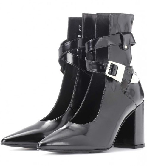 SELF-PORTRAIT Kult glossed-leather ankle boots / glossy open front boots - flipped