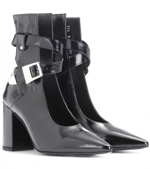 SELF-PORTRAIT Kult glossed-leather ankle boots / glossy open front boots