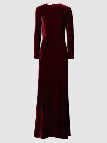 SEMSEM‎ Sireen Velvet Long Sleeve Maxi Dress ~ elegant burgundy gowns - flipped