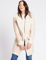 M&S COLLECTION Shearling Coat Pale Pink ~ luxe style winter coats ~ Marks and Spencer outerwear