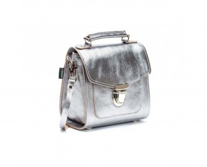 Jade Thirlwall small top handle bag, Zatchels Silver Metallic Sugarcube, on Instagram, 30 September 2017. - flipped