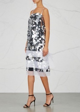 CHRISTOPHER KANE Silver paillette-embellished dress ~ shimmering evening dresses ~ luxe party wear - flipped