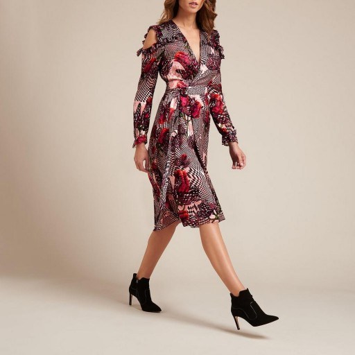 L.K. Bennett x Preen SIOUX TULIP PRINT DRESS – floral open shoulder dresses - flipped