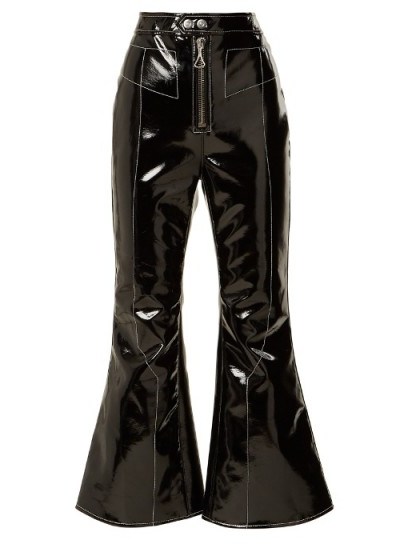 ELLERY Sipsi kick-flare cropped patent trousers | high shine flared pants - flipped