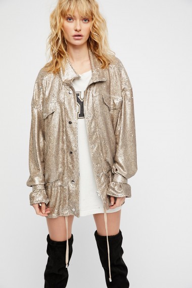 Free People Slouchy Sequin Jacket | champagne sequinned jackets