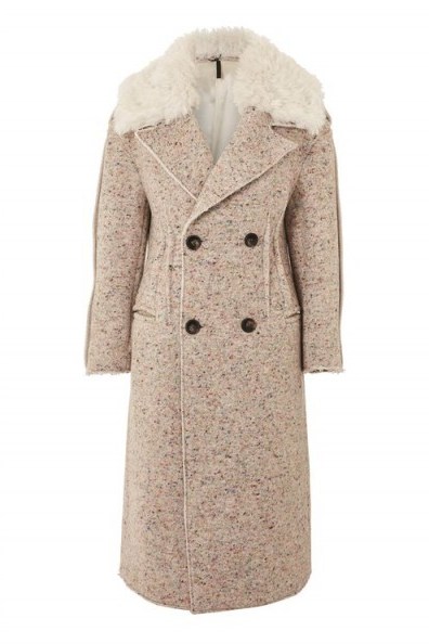 Topshop Speckled Coat / faux fur collar coats - flipped