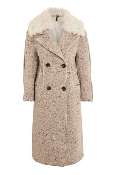 Topshop Speckled Coat / faux fur collar coats