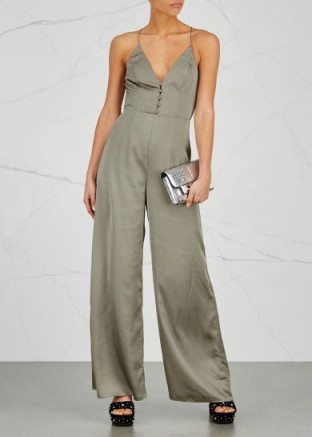 FINDERS KEEPERS Spectral sage satin jumpsuit ~ strappy evening jumpsuits