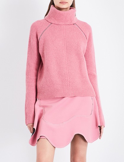 SPORTMAX Nebbie knitted jumper – pink high neck jumpers – snugly knitwear
