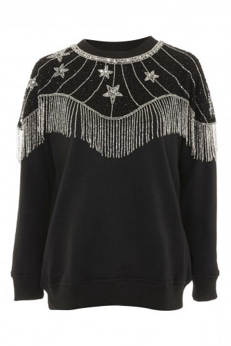 Topshop Star Cape Embellished Sweatshirt | black and silver sweatshirts - flipped