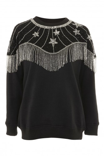 Topshop Star Cape Embellished Sweatshirt | black and silver sweatshirts