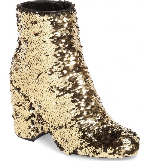 STEVE MADDEN Georgia Sequin Bootie / gold booties / shimmering ankle boots