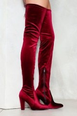 Nasty Gal Strike It Rich Over-the-Knee Velvet Boot ~ wine-red boots