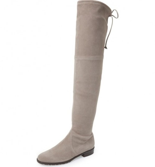 STUART WEITZMAN Lowland Topo Suede Over the Knee Boot | long flat winter boots - flipped