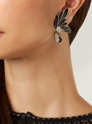 LANVIN Swan asymmetric clip-on earrings ~ single statement jewellery - flipped