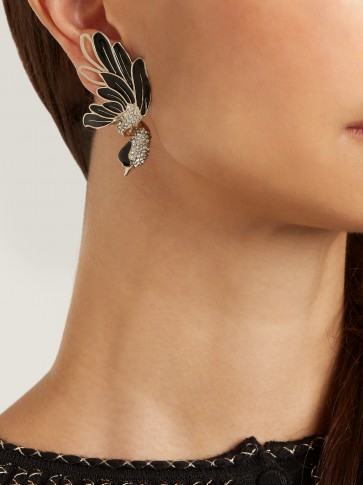 LANVIN Swan asymmetric clip-on earrings ~ single statement jewellery