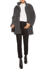 IRIS AND INK Tabitha faux fur coat / grey winter coats