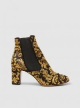 TABITHA SIMMONS‎ Kiki Jacquard And Suede Ankle Boots ~ black and gold boots