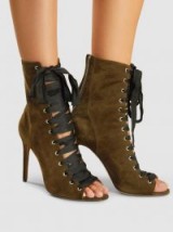 TABITHA SIMMONS‎ Klara Suede Lace-Up Ankle Boots ~ peep toe high heels