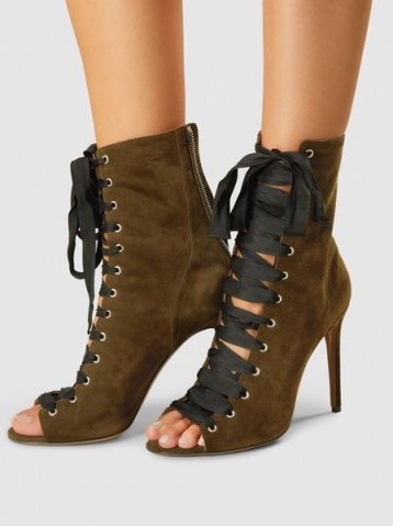 TABITHA SIMMONS‎ Klara Suede Lace-Up Ankle Boots ~ peep toe high heels - flipped
