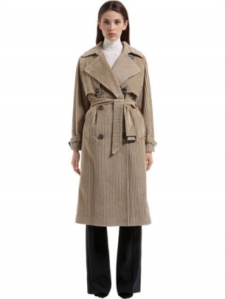 TAGLIATORE 0205 COTTON CORDUROY TRENCH COAT – beige cord belted coats