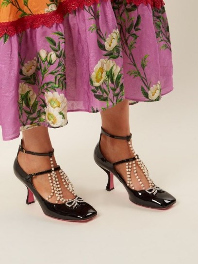 GUCCI Taide crystal-embellished patent-leather pumps ~ beautiful statement shoes ~ vintage style footwear - flipped
