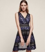 REISS TALLY LACE-DETAIL DRESS ~ sleeveless party dresses ~ fit and flare