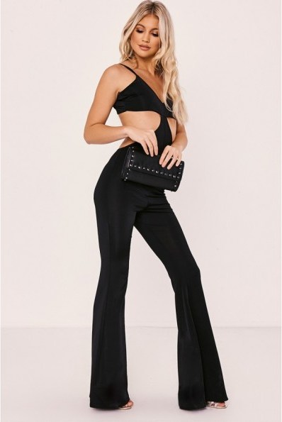 In The Style TANAE BLACK STRAPPY CUT OUT JUMPSUIT ~ going out jumpsuits ~ party fashion - flipped