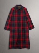 BURBERRY Tartan Cotton Gabardine Car Coat | bright red check print winter coats