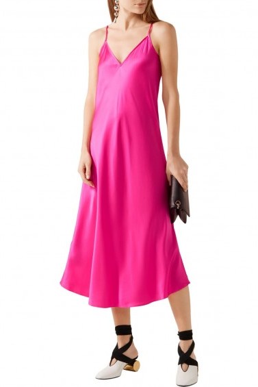 ELLERY Technopriest silk-satin midi dress | fuchsia pink slip dresses - flipped