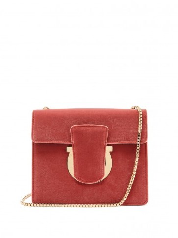 SALVATORE FERRAGAMO Thalia velvet shoulder bag ~ pink bags ~ luxe accessories - flipped