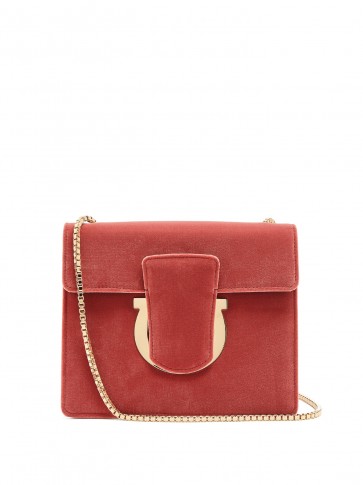 SALVATORE FERRAGAMO Thalia velvet shoulder bag ~ pink bags ~ luxe accessories