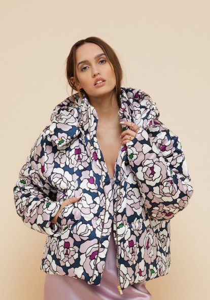 Olivia von Halle STELLA ROXANNE SILK PUFFER JACKET | luxe winter jackets