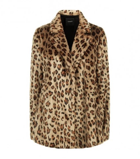 Theory Clairene Cropped Coat ~ faux fur leopard print coats ~ winter glamour - flipped