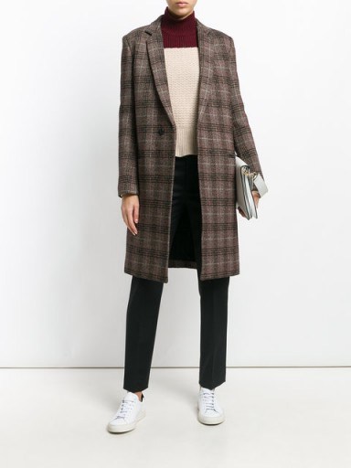THEORY plaid single button coat / checked coats - flipped