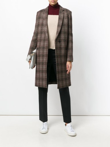 THEORY plaid single button coat / checked coats