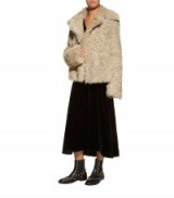 Theory Beige Shearling Pea Coat ~ neutral fluffy winter coats