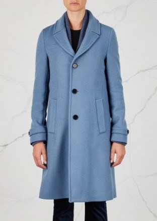 TRICOUNI Thistle water-resistant wool blend coat ~ blue winter coats - flipped