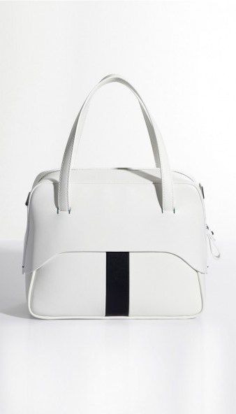 TIBI MIGNON BAG WITH REMOVABLE STRAP BY MYRIAM SCHAEFER | white leather mini handbags - flipped
