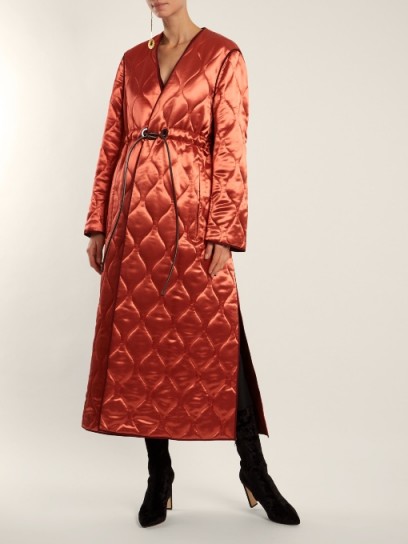 ROKSANDA Toledo V-neck quilted satin coat ~ pink statement coats