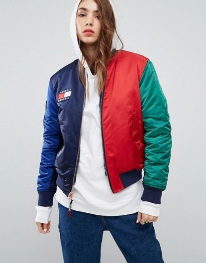 Tommy Jeans 90s Capsule Reversible Flag Print Bomber – casual designer jackets - flipped