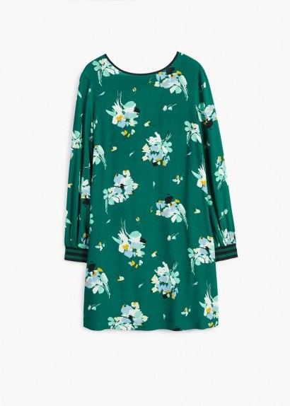Mango Trim floral dress / green flower print dresses - flipped