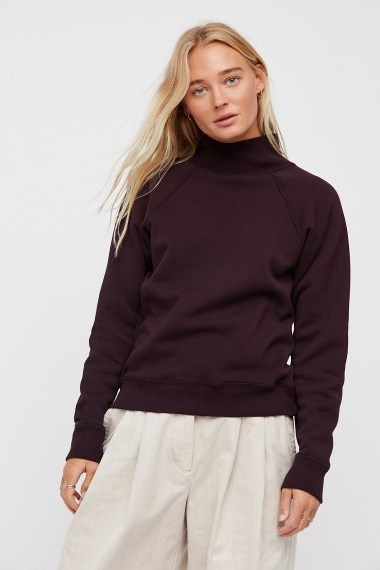 AGOLDE Burgundy Turtleneck Sweatshirt | high neck sweatshirts - flipped