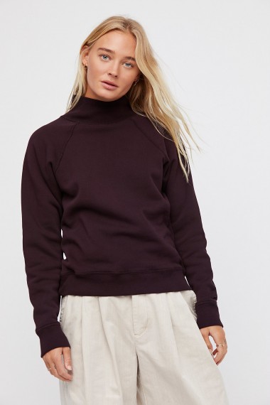 AGOLDE Burgundy Turtleneck Sweatshirt | high neck sweatshirts