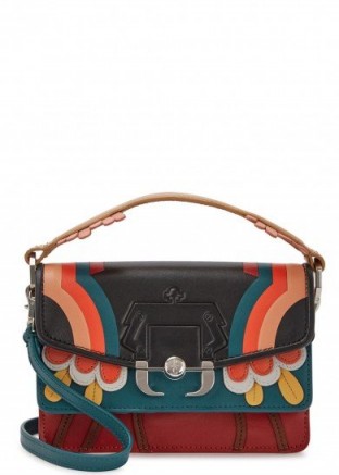 PAULA CADEMARTORI Twi Twi appliquéd leather shoulder bag ~ small top handle bags ~ multicoloured floral applique handbags