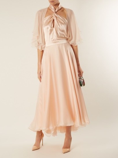 LANVIN Twisted halterneck silk midi dress ~ nude-pink vintage style dresses ~ breathtaking eveningwear - flipped