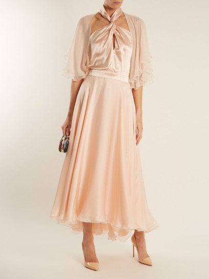 LANVIN Twisted halterneck silk midi dress ~ nude-pink vintage style dresses ~ breathtaking eveningwear