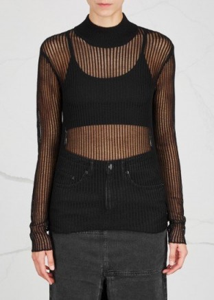 KSUBI Unsheltered black fine-knit jumper ~ sheer jumpers